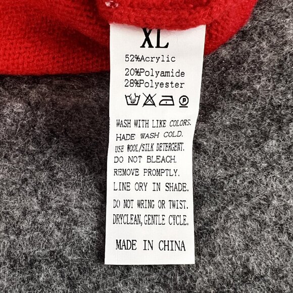 Sweater Mens XL Red V Neck Rib Knit Pullover Long Sleeve Classic Warm - Picture 3 of 5